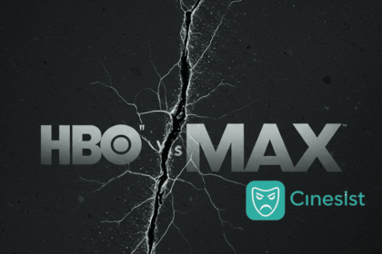 A graphic showing the word "HBO" on the left and "Max" on the right, with a prominent, jagged crack running down the center, visually splitting the two words. The background is dark and indistinct.